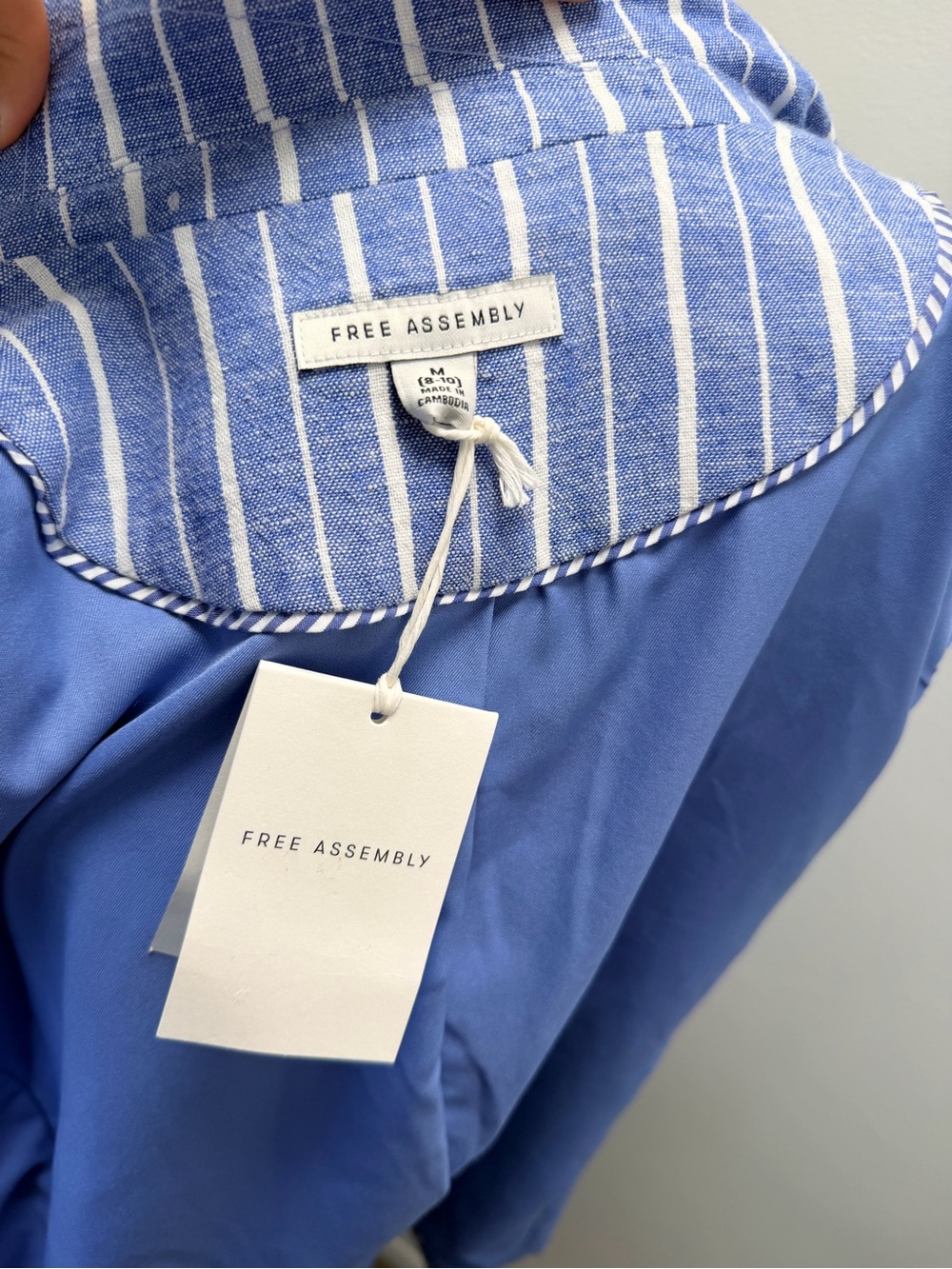 Free Assembly Blue Stripe Linen Blend Blazer – Size M - Picture 11 of 13